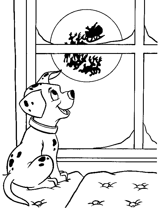 coloriage 101 dalmatiens et le traineau du pere noel